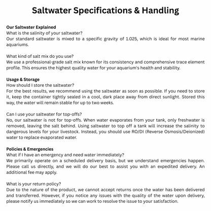 AQUARIUM SALTWATER & RO/DI WATER